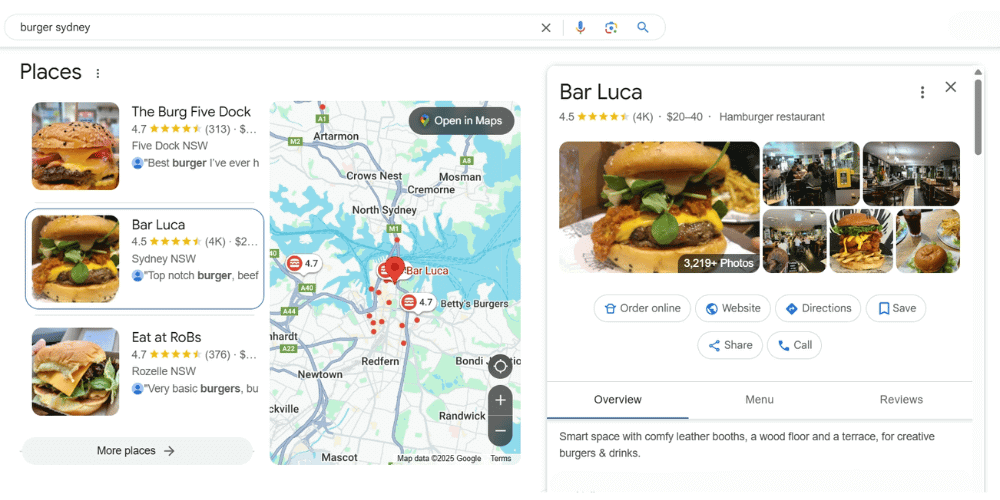 Optimised Google Business Profile listing